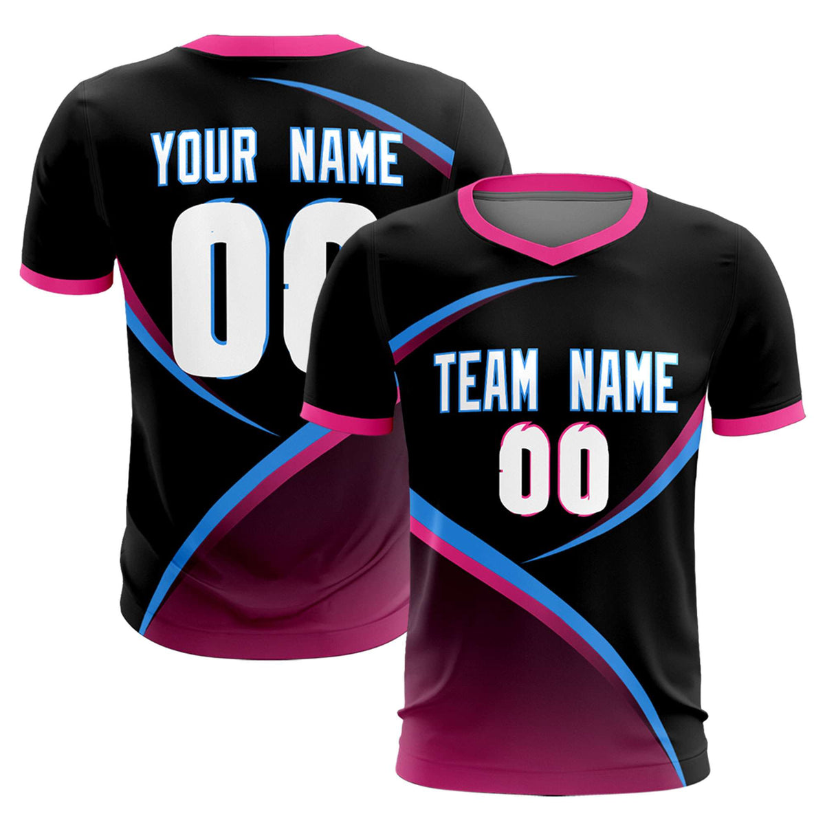 Custom Black Pink Color Block Training Uniform For Men Soccer Sets Jersey