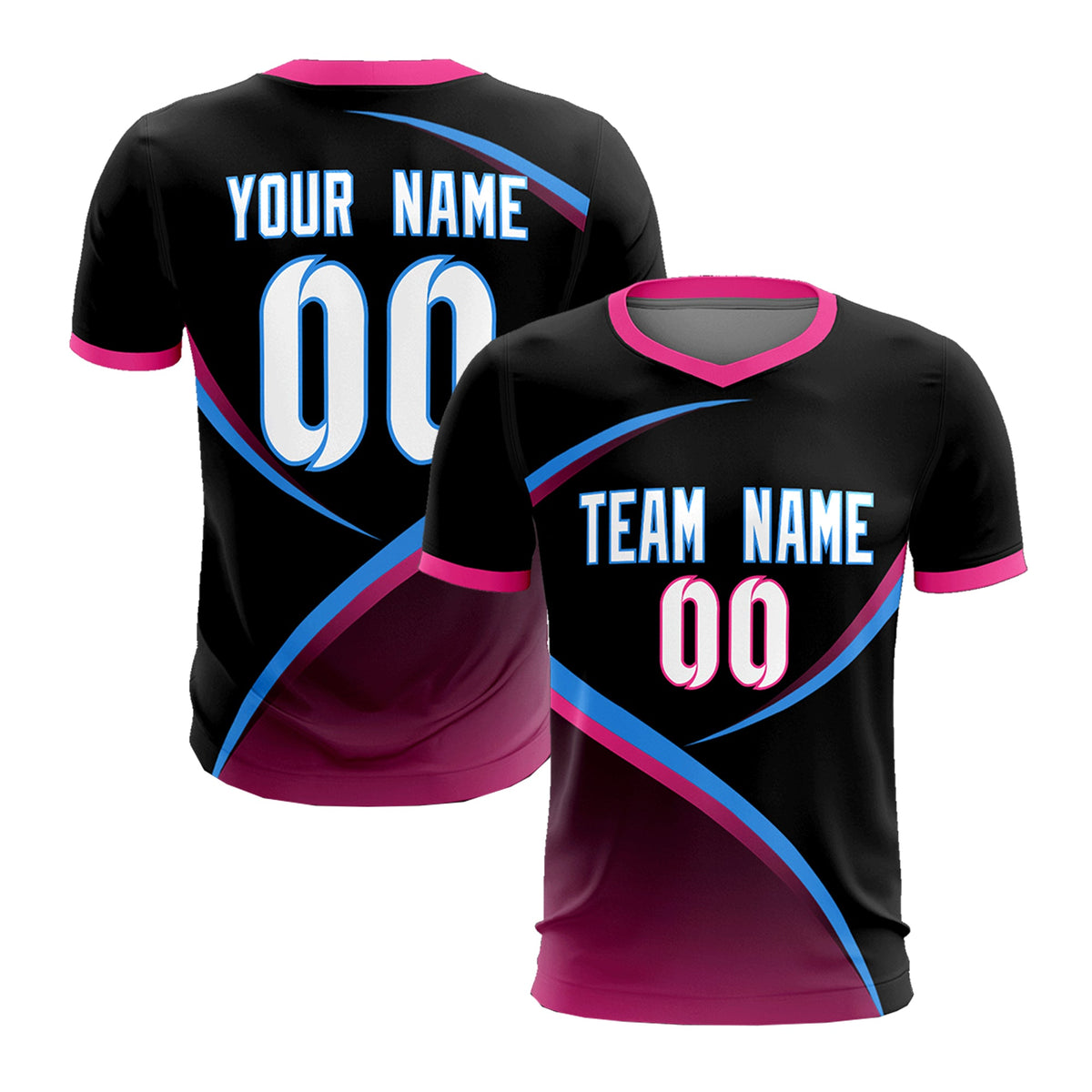 Custom Black Pink Color Block Training Uniform For Men Soccer Sets Jersey