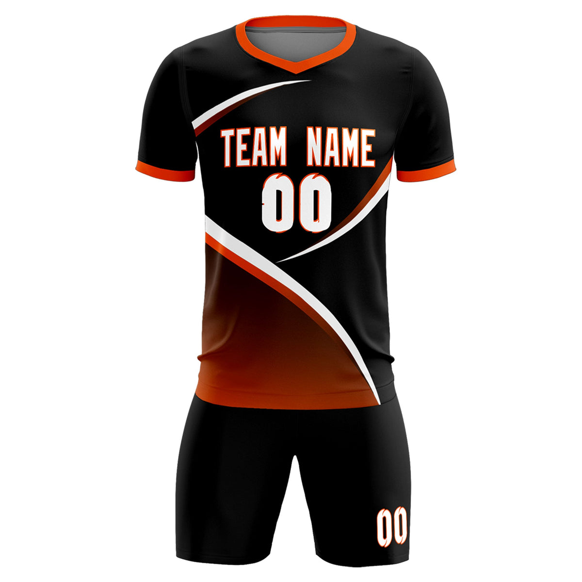 Custom Black Orange Color Block Training Uniform For Men Soccer Sets Jersey