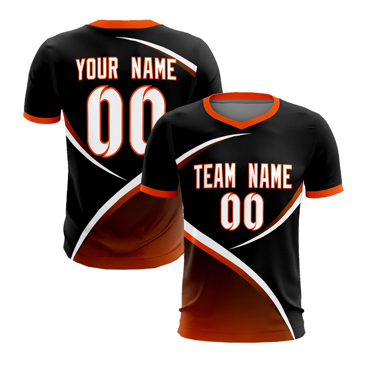 Custom Black Orange Color Block Training Uniform For Men Soccer Sets Jersey