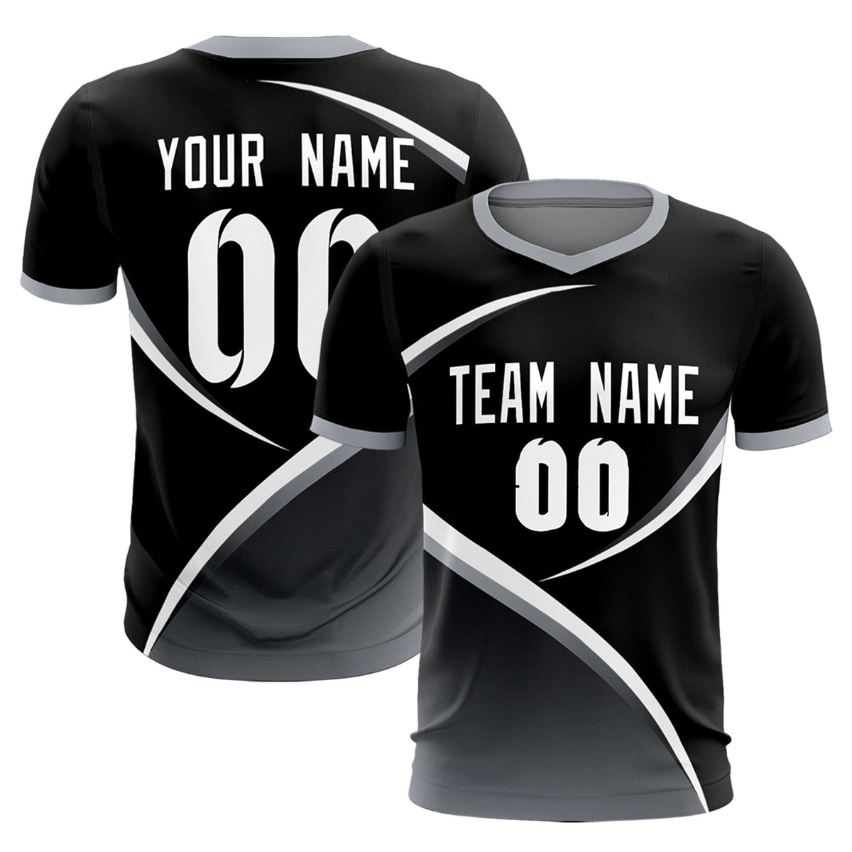Custom Black Gray Color Block Training Uniform For Men Soccer Sets Jersey
