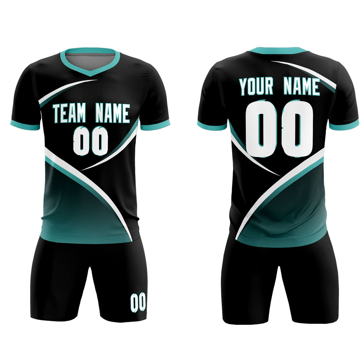 Custom Black Bright Green Color Block Training Uniform For Men Soccer Sets Jersey