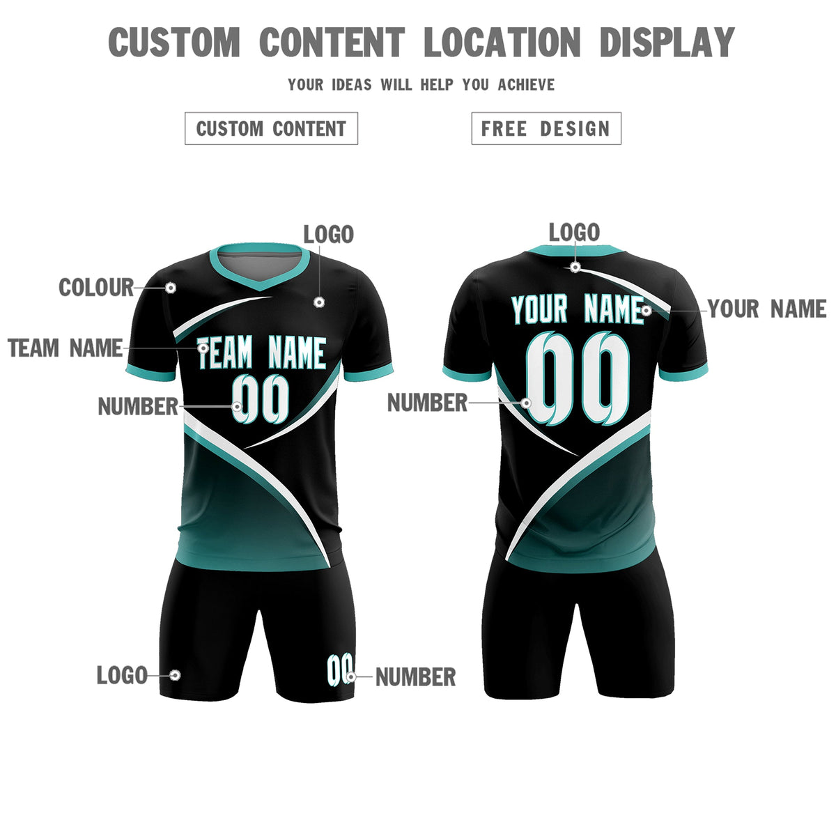 Custom Black Bright Green Color Block Training Uniform For Men Soccer Sets Jersey
