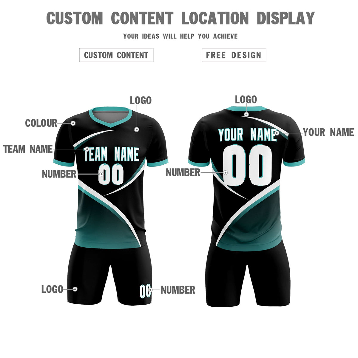 Custom Black Bright Green Color Block Training Uniform For Men Soccer Sets Jersey