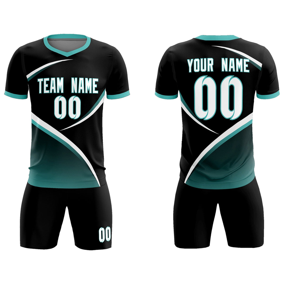 Custom Black Bright Green Color Block Training Uniform For Men Soccer Sets Jersey