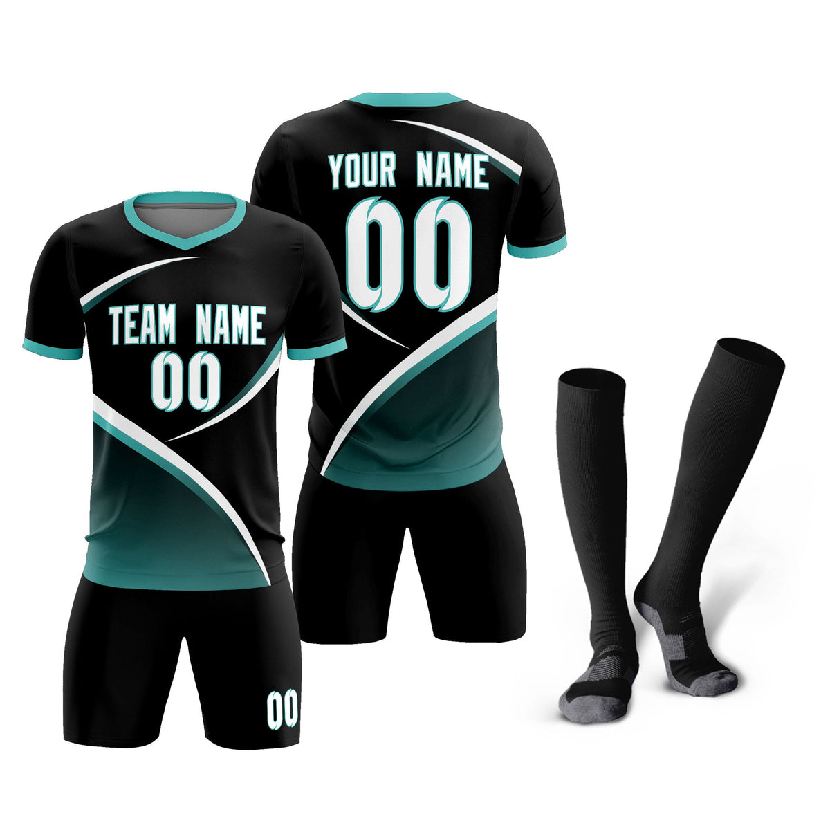 Custom Black Bright Green Color Block Training Uniform For Men Soccer Sets Jersey