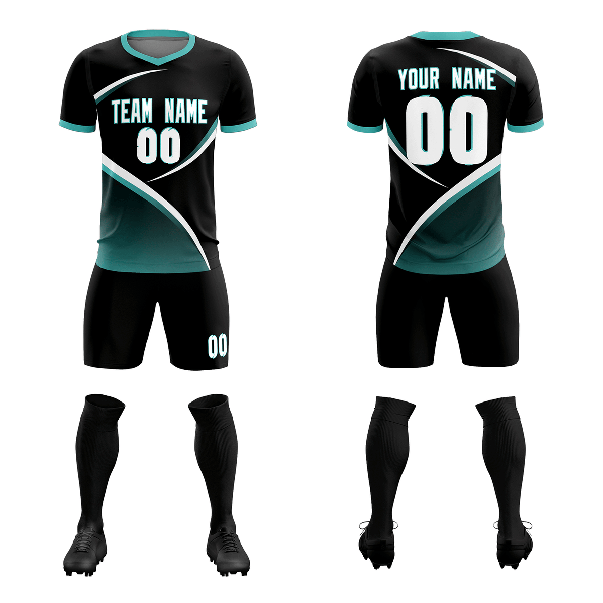 Custom Black Bright Green Color Block Training Uniform For Men Soccer Sets Jersey