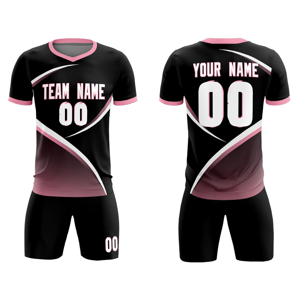 Custom Black Light Pink Color Block Training Uniform For Men Soccer Sets Jersey