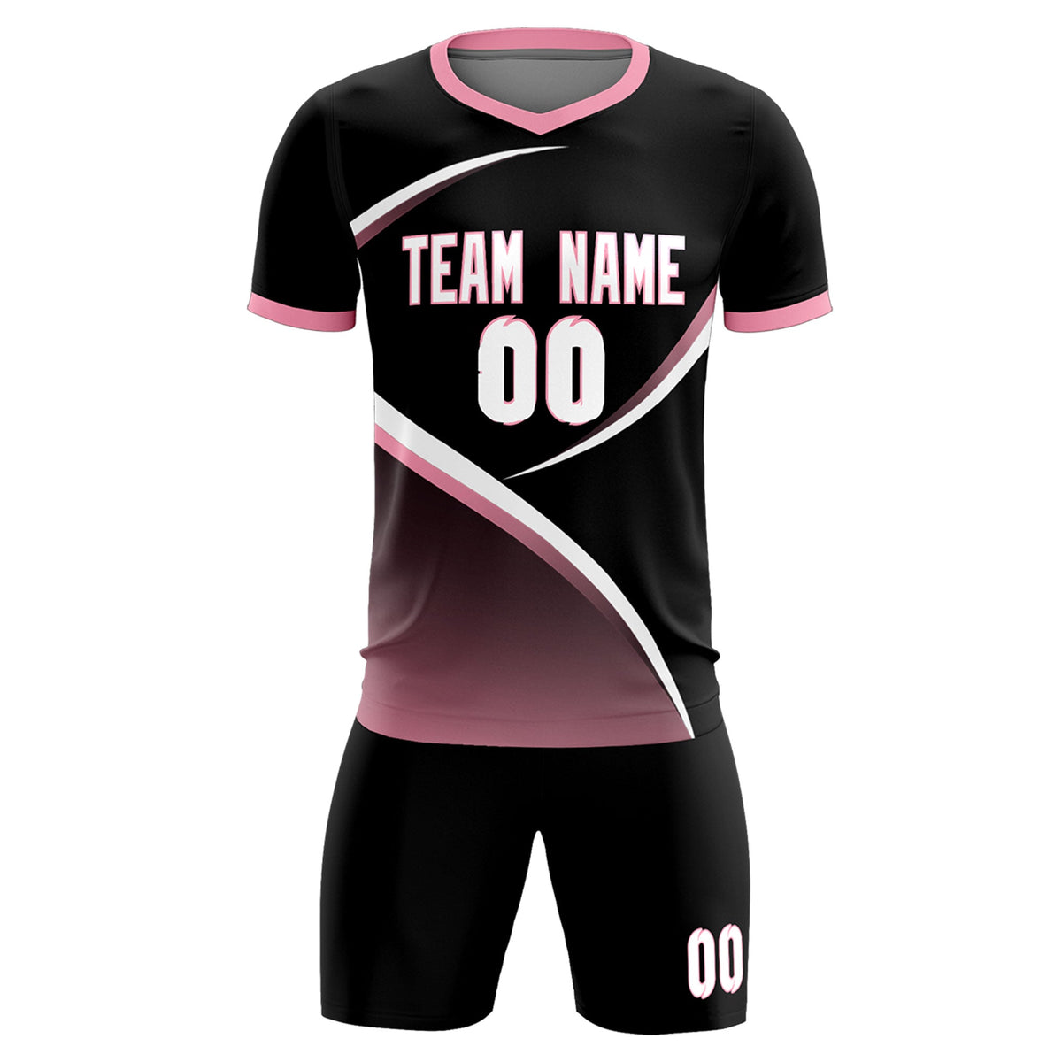 Custom Black Light Pink Color Block Training Uniform For Men Soccer Sets Jersey