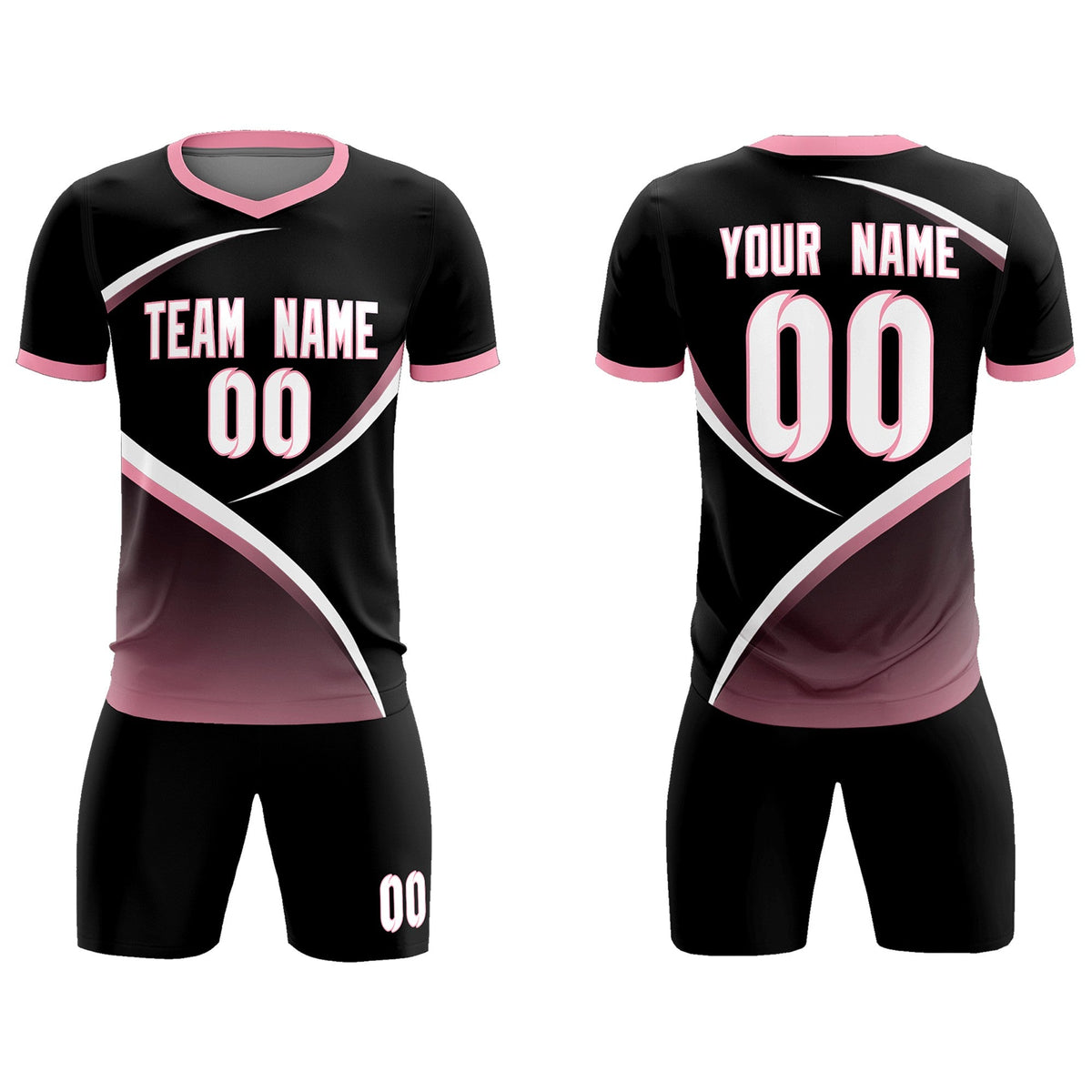 Custom Black Light Pink Color Block Training Uniform For Men Soccer Sets Jersey