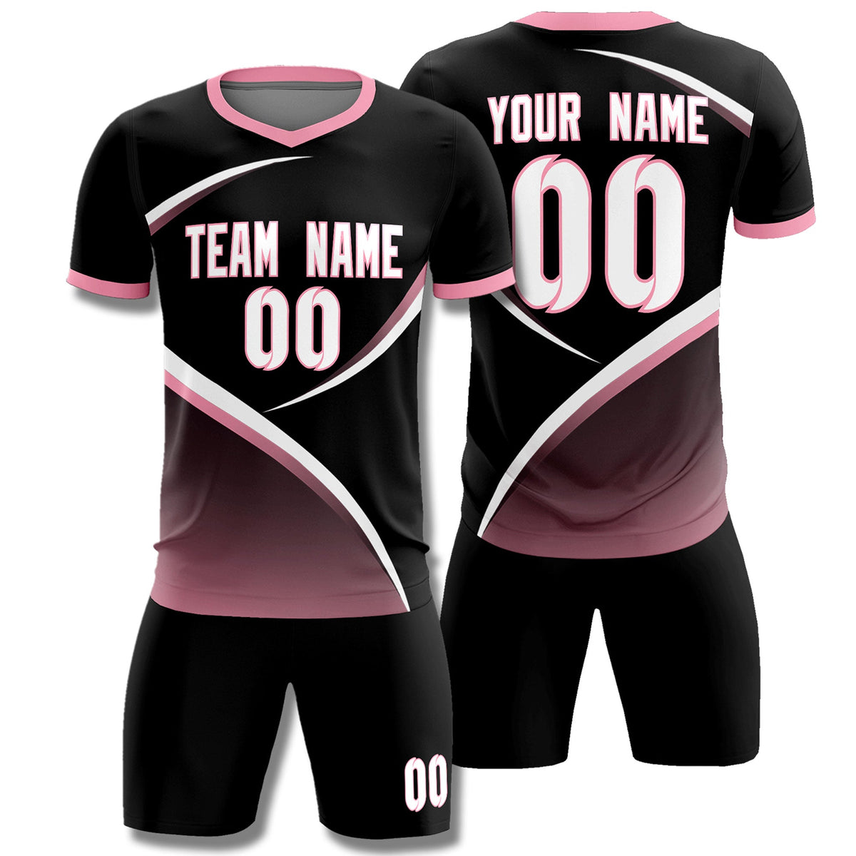Custom Black Light Pink Color Block Training Uniform For Men Soccer Sets Jersey