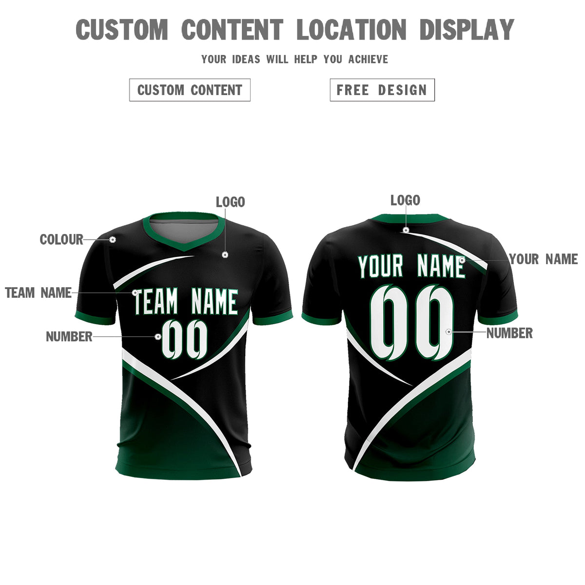 Custom Black Kelly Green Color Block Training Uniform For Men Soccer Sets Jersey