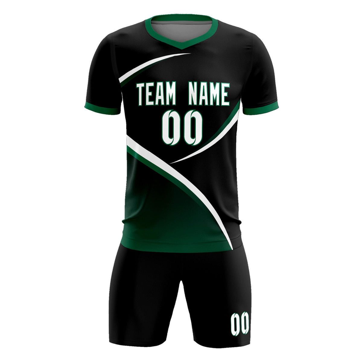 Custom Black Kelly Green Color Block Training Uniform For Men Soccer Sets Jersey