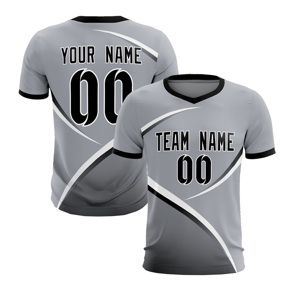 Custom Gray Black Color Block Training Uniform For Men Football Kits Jersey
