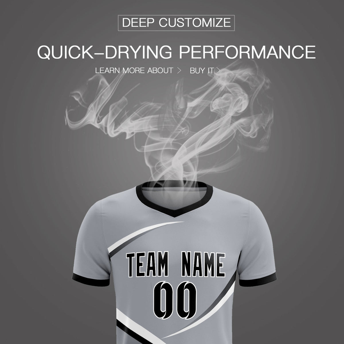 Custom Gray Black Color Block Training Uniform For Men Football Kits Jersey