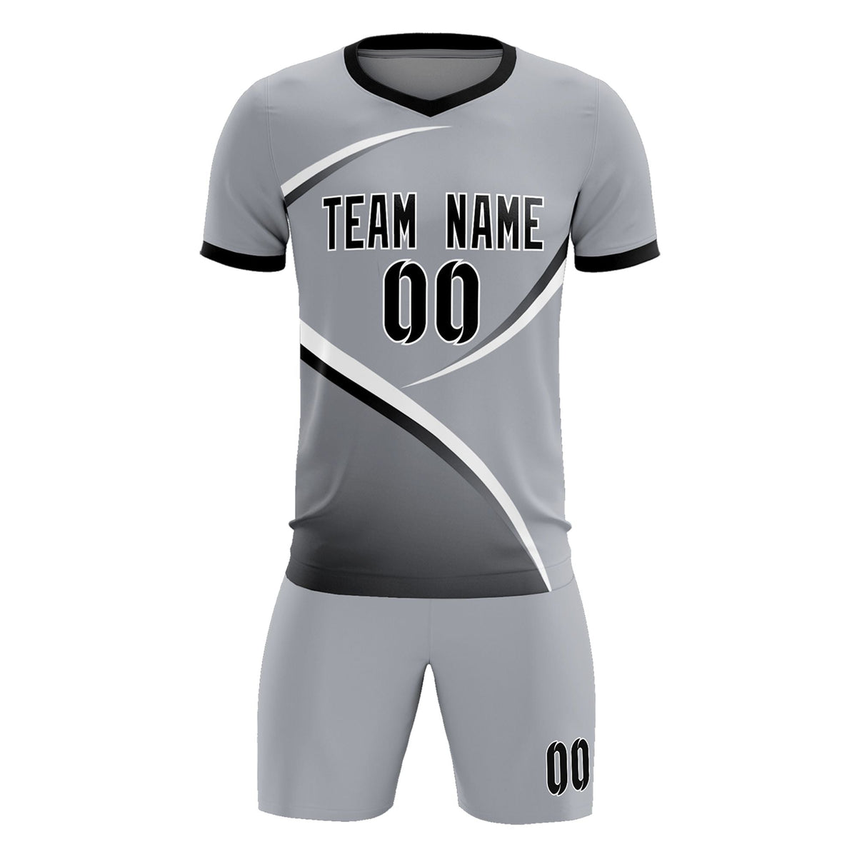 Custom Gray Black Color Block Training Uniform For Men Football Kits Jersey