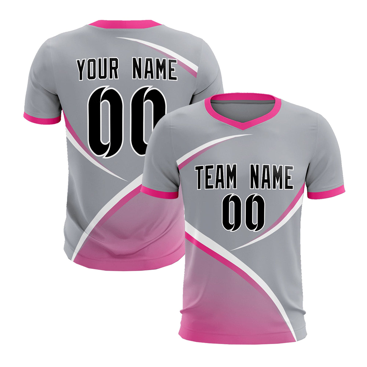 Custom Gray Pink Color Block Training Uniform For Men Football Kits Jersey