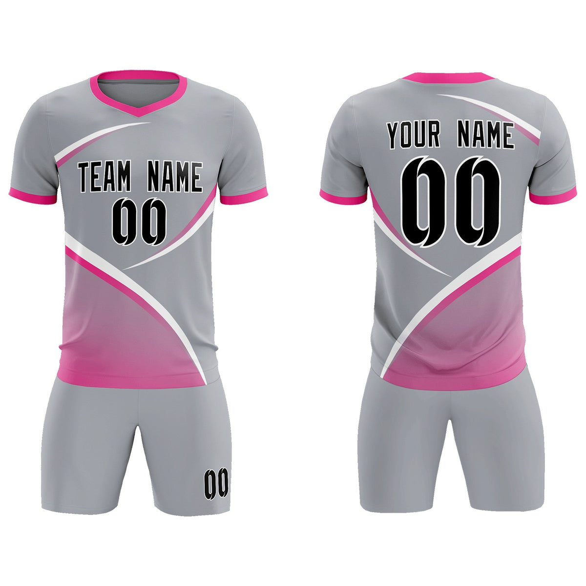 Custom Gray Pink Color Block Training Uniform For Men Football Kits Jersey