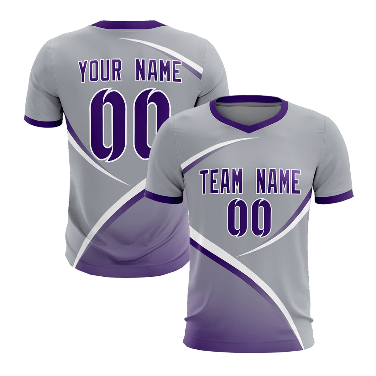 Custom Gray Purple Color Block Training Uniform For Men Football Kits Jersey