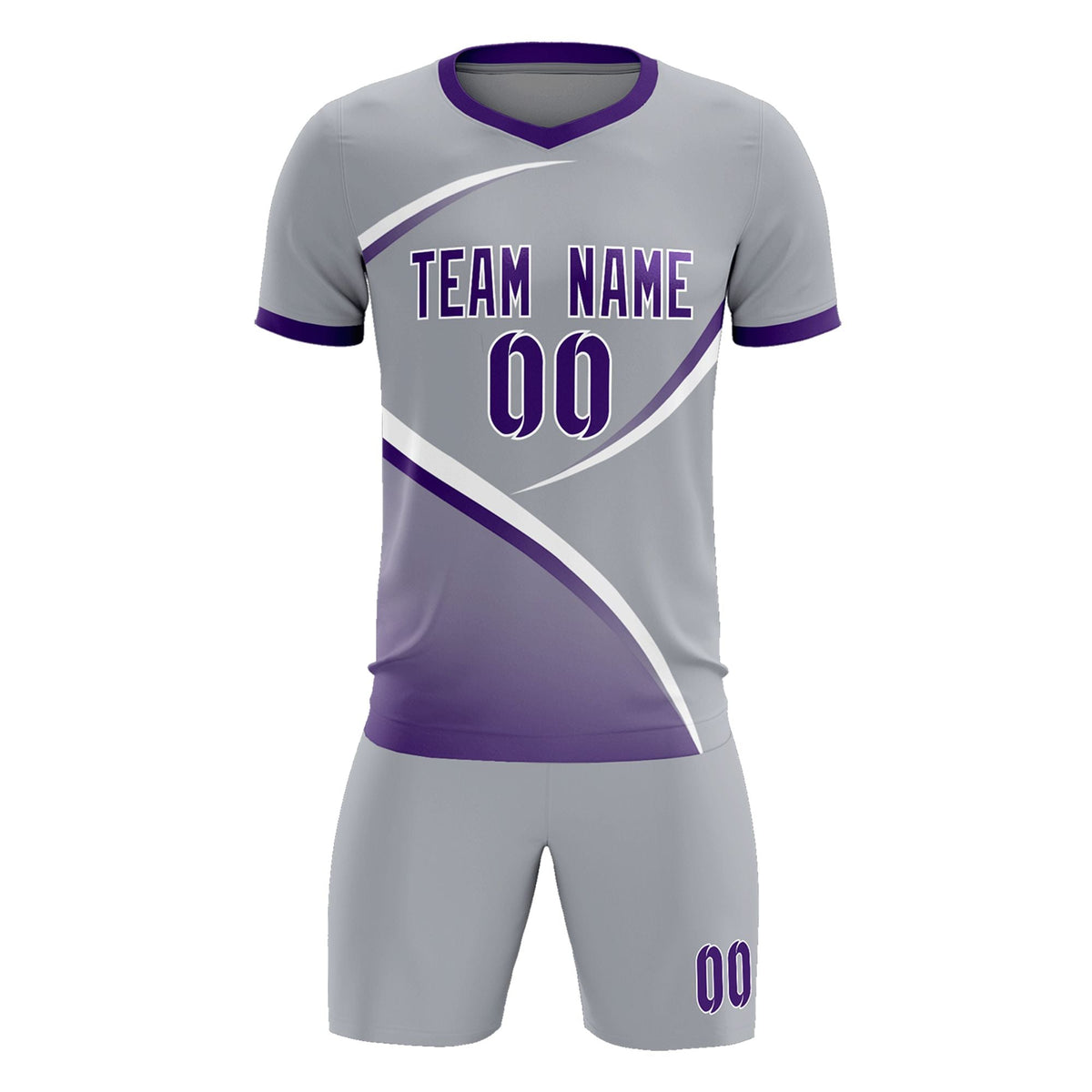 Custom Gray Purple Color Block Training Uniform For Men Football Kits Jersey