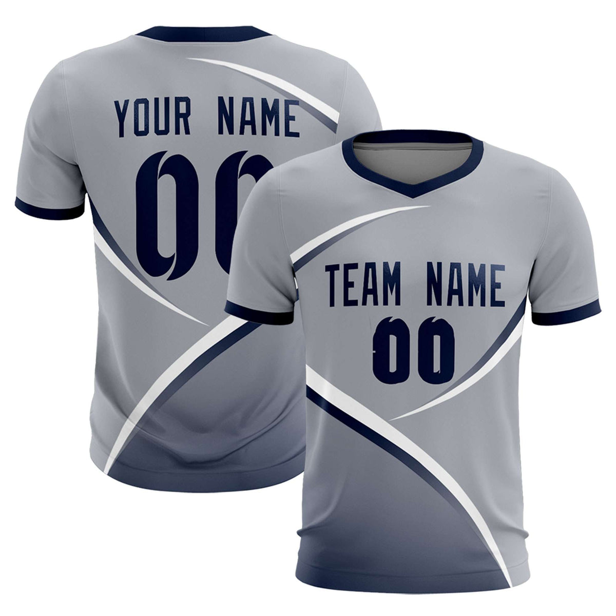 Custom Gray Navy Color Block Training Uniform For Men Soccer Sets Jersey