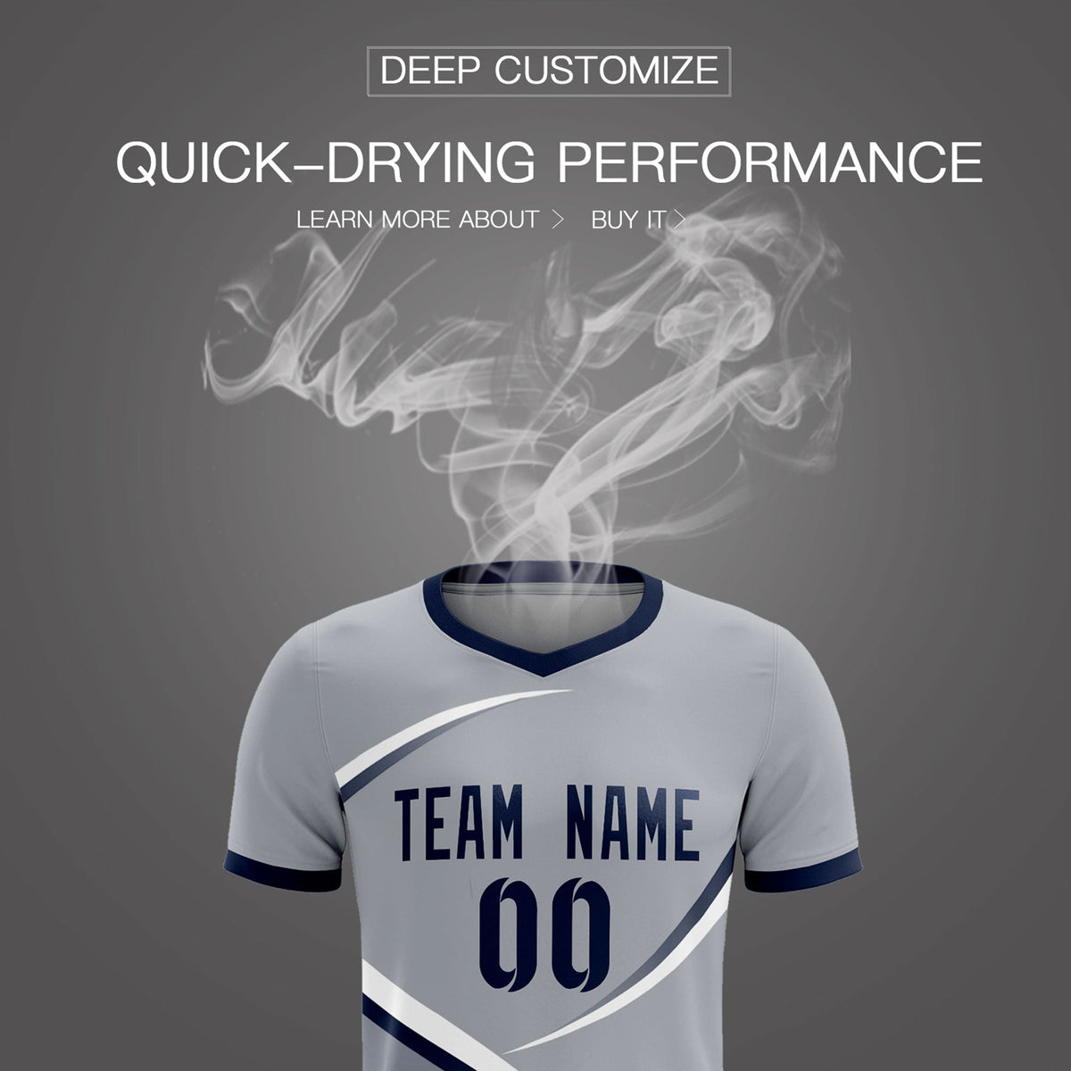 Custom Gray Navy Color Block Training Uniform For Men Football Kits Jersey