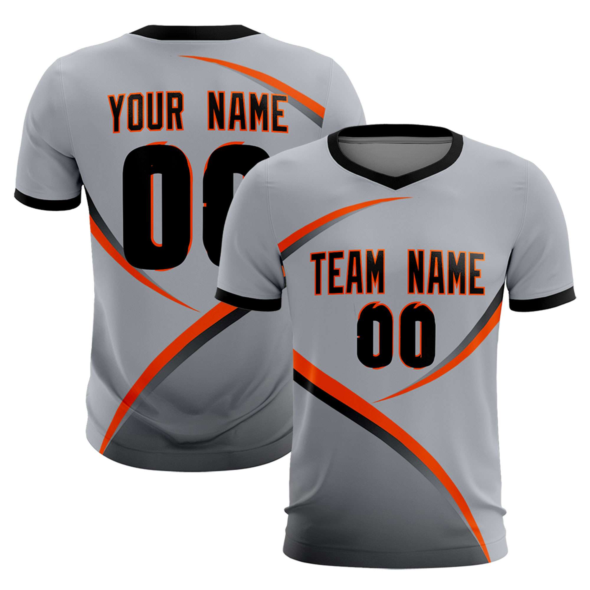 Custom Gray Black Color Block Training Uniform For Men Soccer Sets Jersey