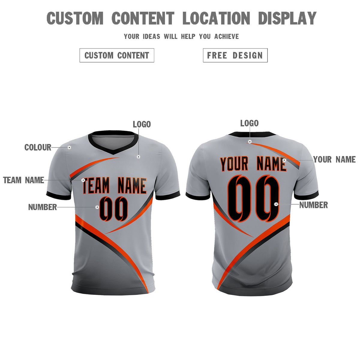 Custom Gray Black Color Block Training Uniform For Men Football Kits Jersey