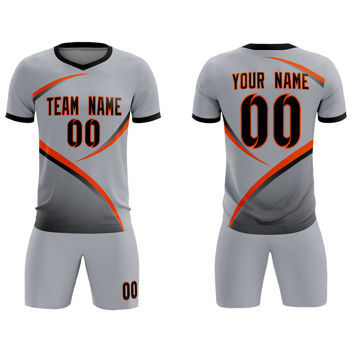 Custom Gray Black Color Block Training Uniform For Men Football Kits Jersey