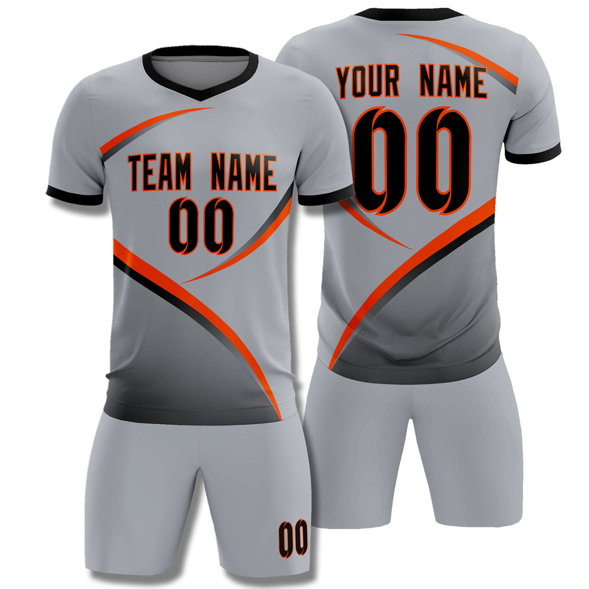 Custom Gray Black Color Block Training Uniform For Men Football Kits Jersey