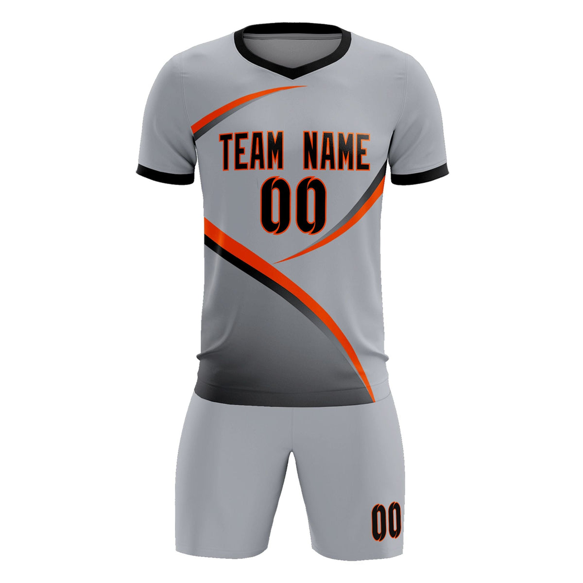Custom Gray Black Color Block Training Uniform For Men Football Kits Jersey