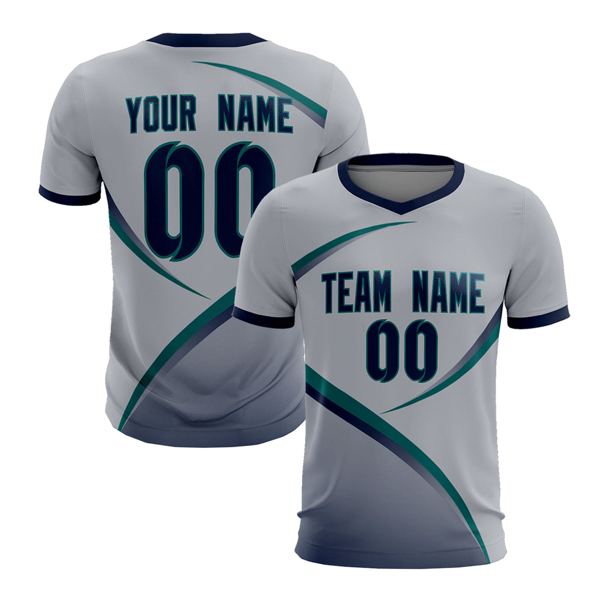 Custom Gray Navy Color Block Training Uniform For Men Football Kits Jersey