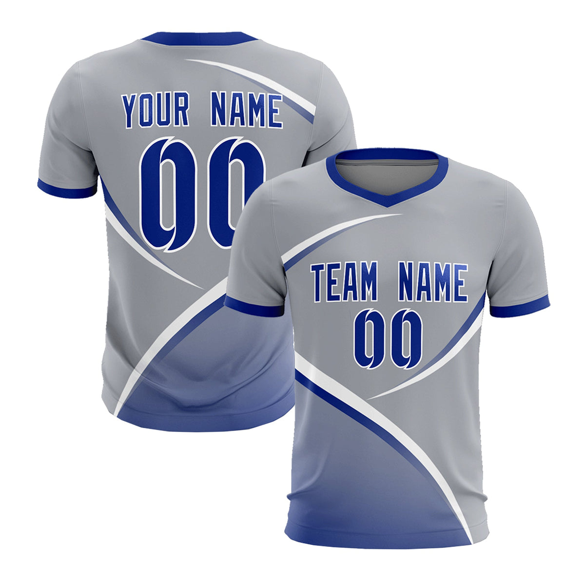 Custom Gray Royal Color Block Training Uniform For Men Football Kits Jersey