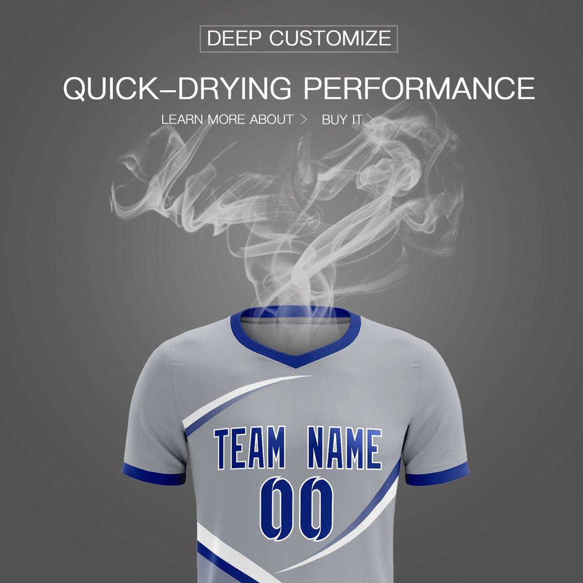 Custom Gray Royal Color Block Training Uniform For Men Football Kits Jersey