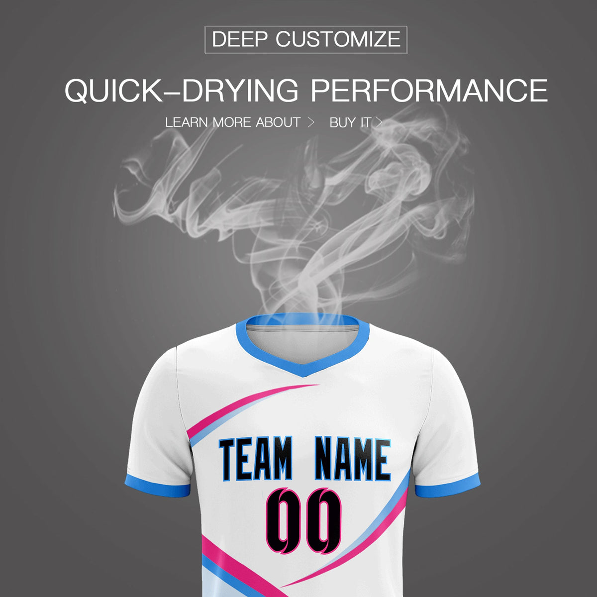 Custom White Powder Blue Color Block Training Uniform For Men Football Kits Jersey