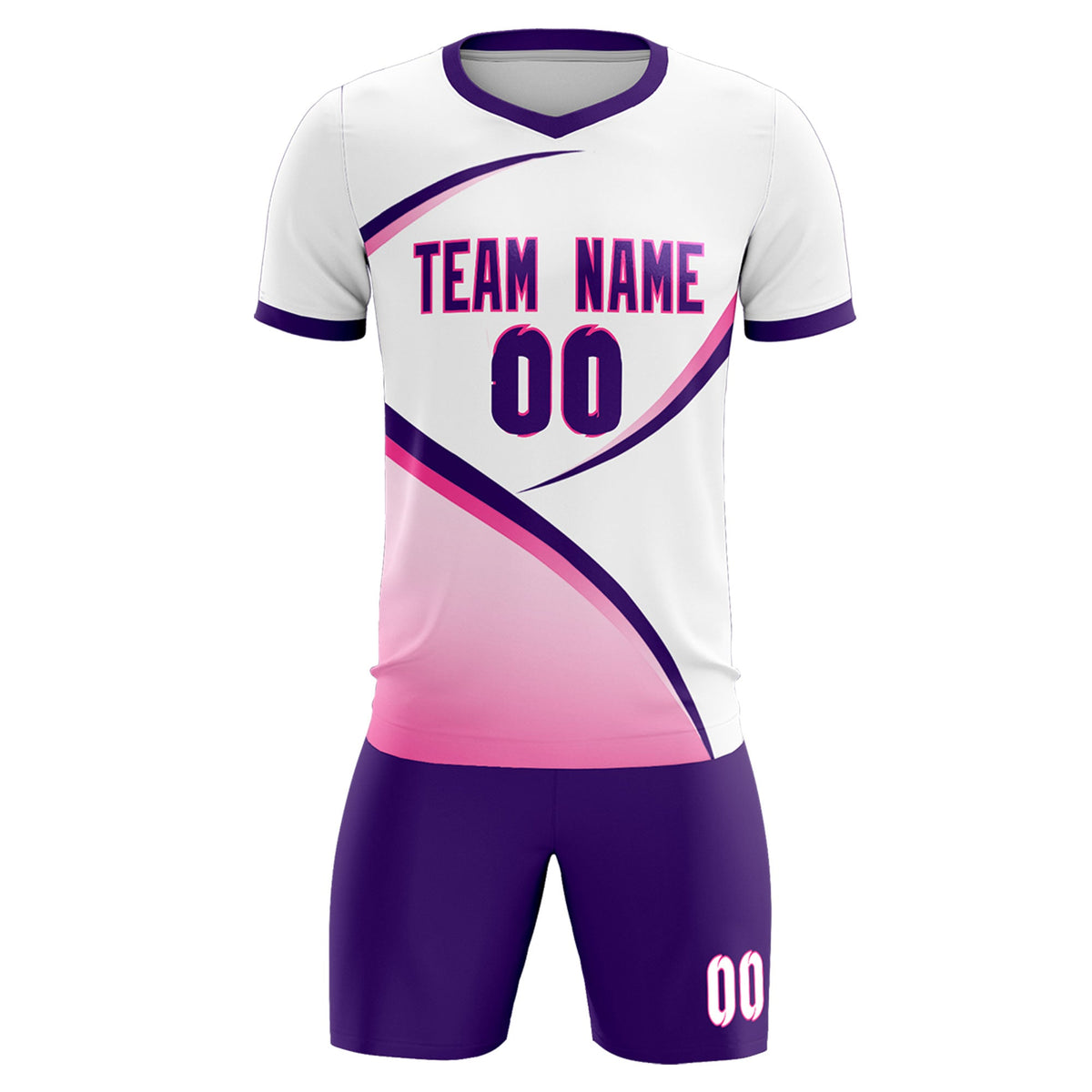 Custom White Purple Color Block Training Uniform For Men Soccer Sets Jersey