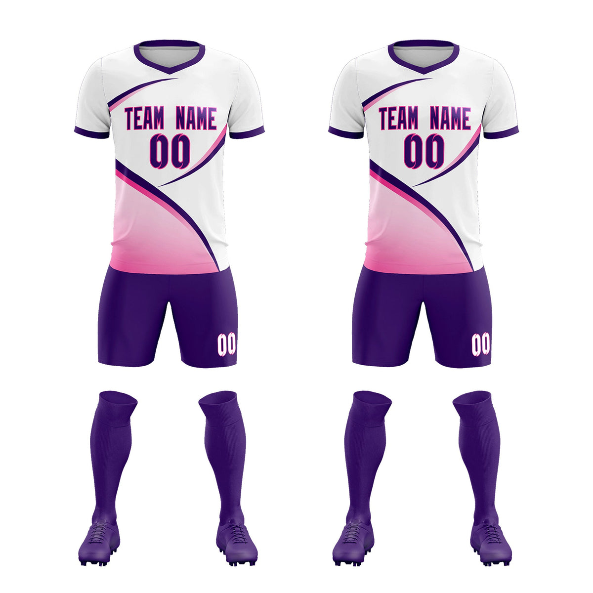 Custom White Purple Color Block Training Uniform For Men Football Kits Jersey