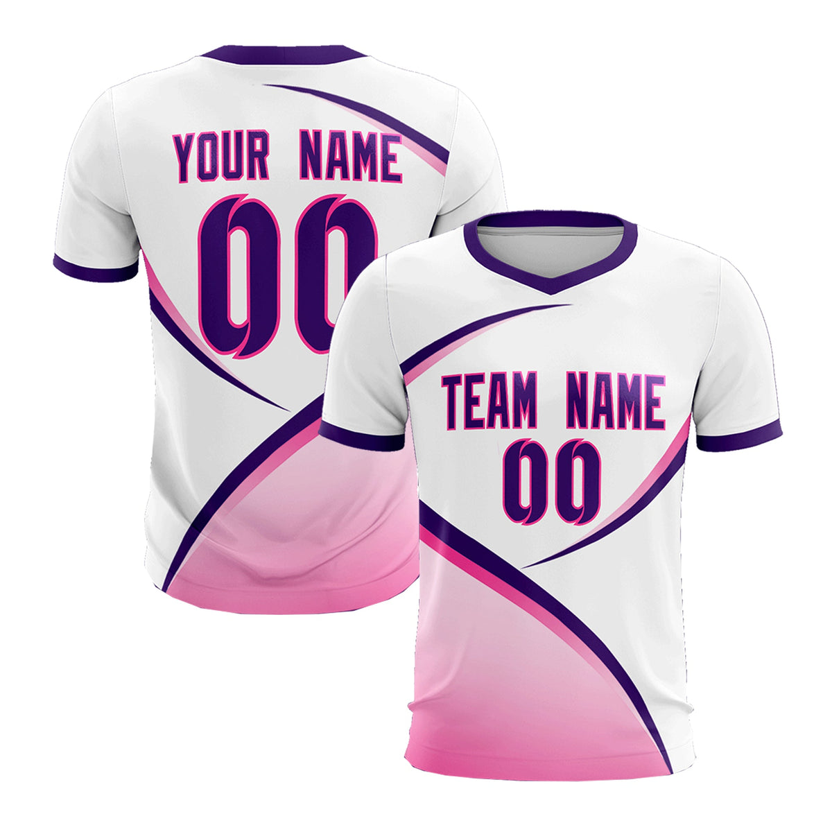 Custom White Purple Color Block Training Uniform For Men Football Kits Jersey