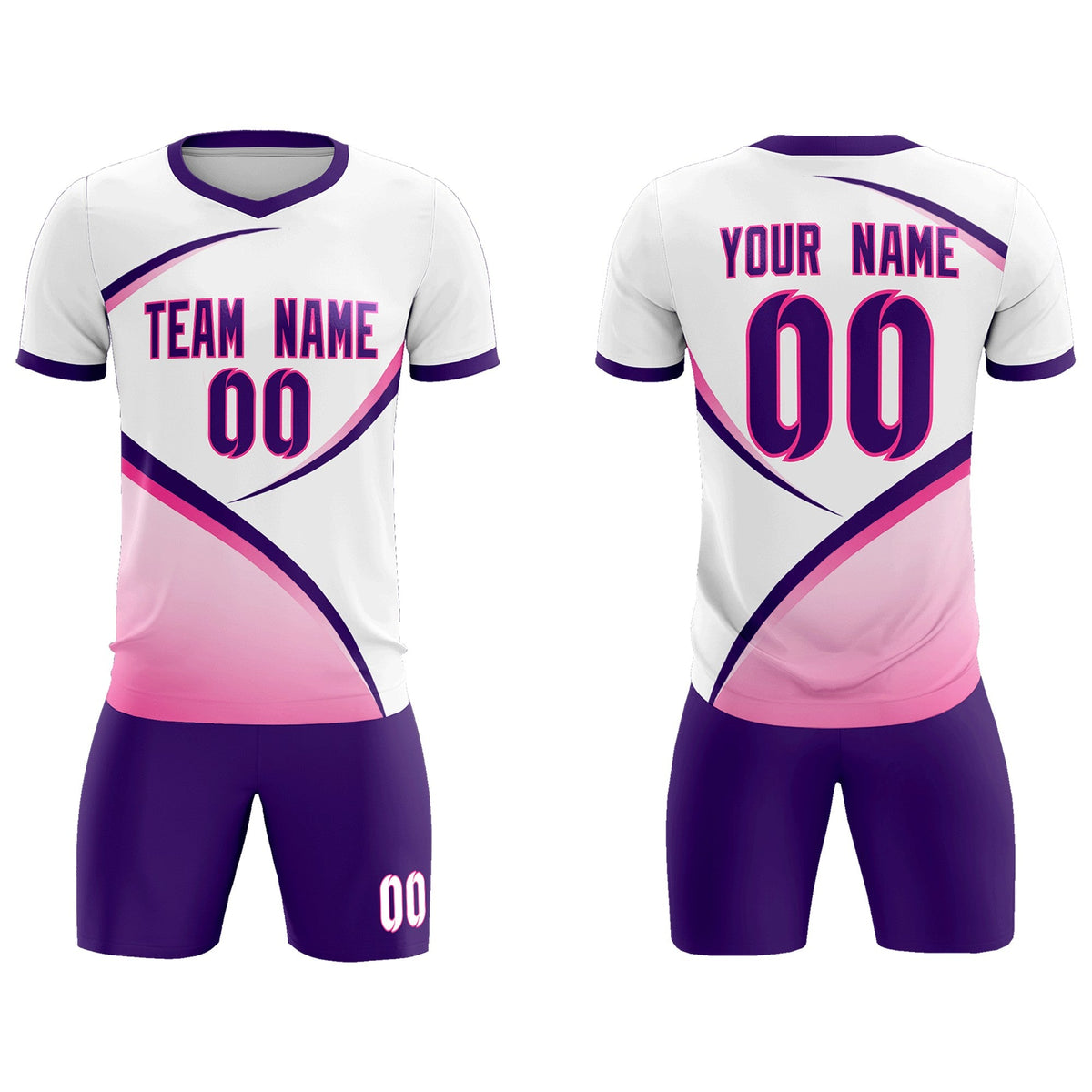 Custom White Purple Color Block Training Uniform For Men Football Kits Jersey