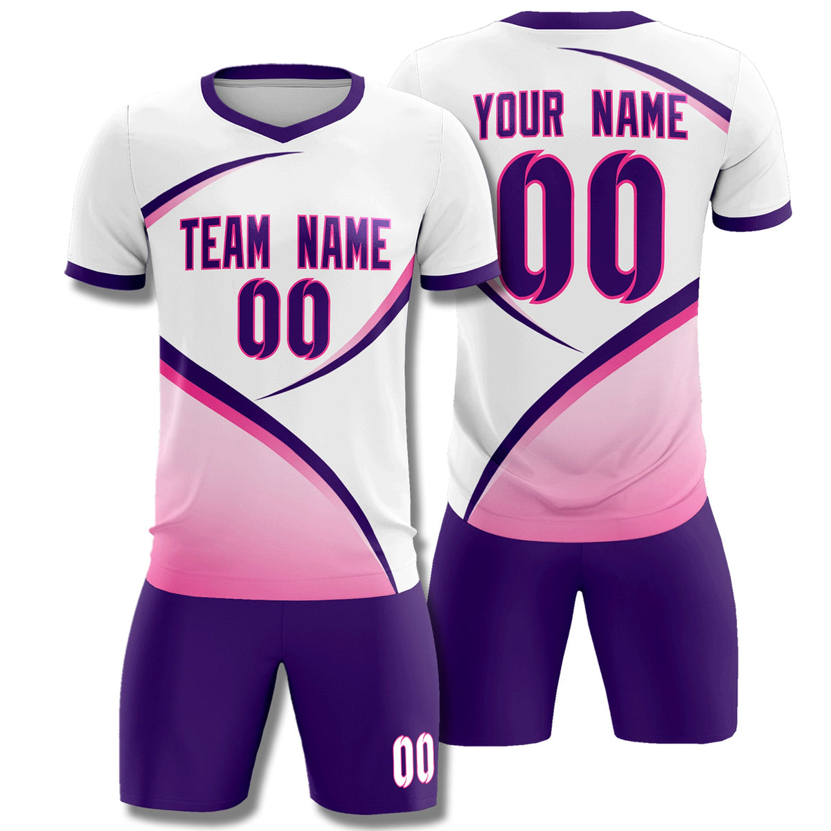 Custom White Purple Color Block Training Uniform For Men Football Kits Jersey