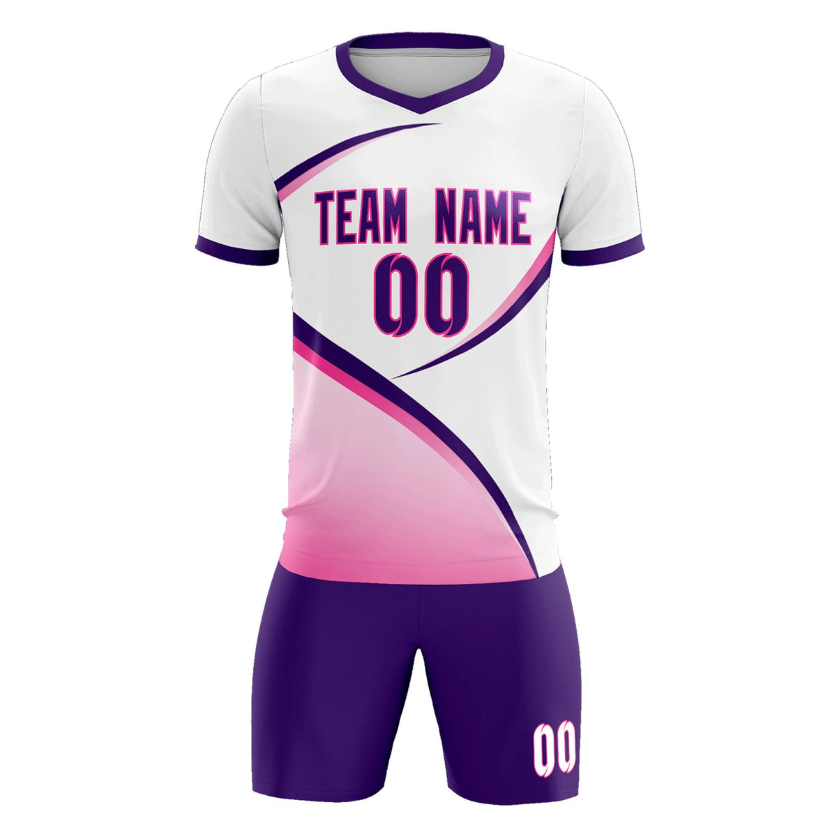 Custom White Purple Color Block Training Uniform For Men Football Kits Jersey