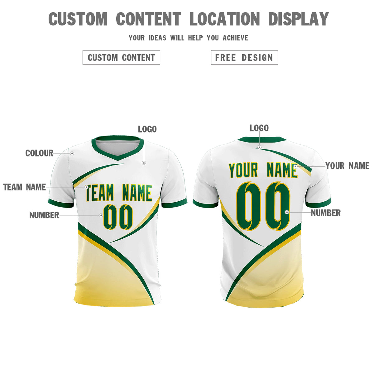 Custom White Kelly Green Color Block Training Uniform For Men Football Kits Jersey