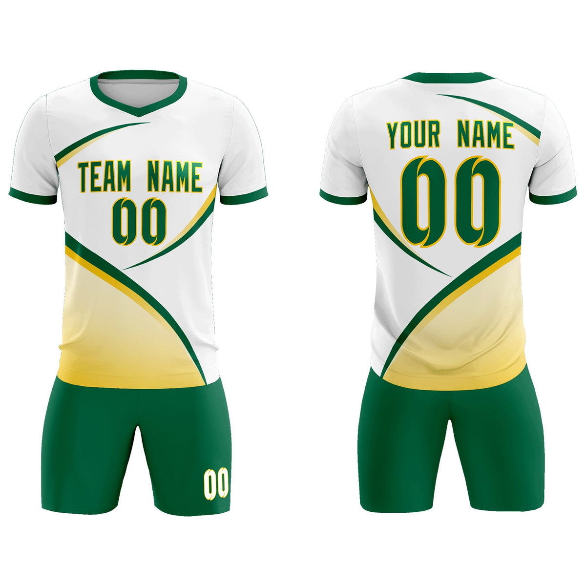 Custom White Kelly Green Color Block Training Uniform For Men Football Kits Jersey