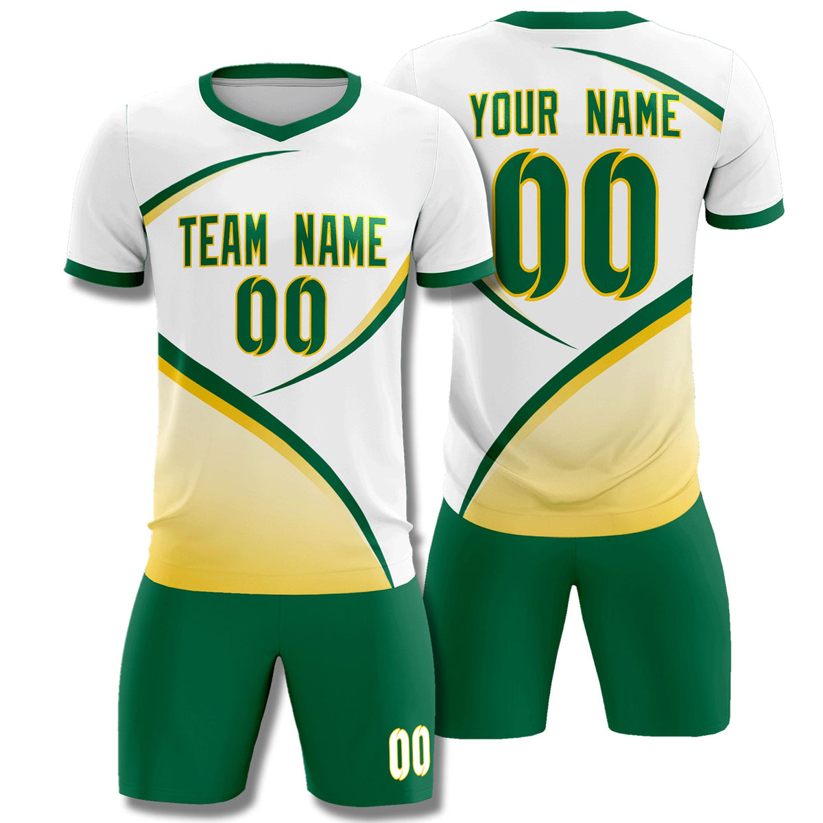 Custom White Kelly Green Color Block Training Uniform For Men Football Kits Jersey