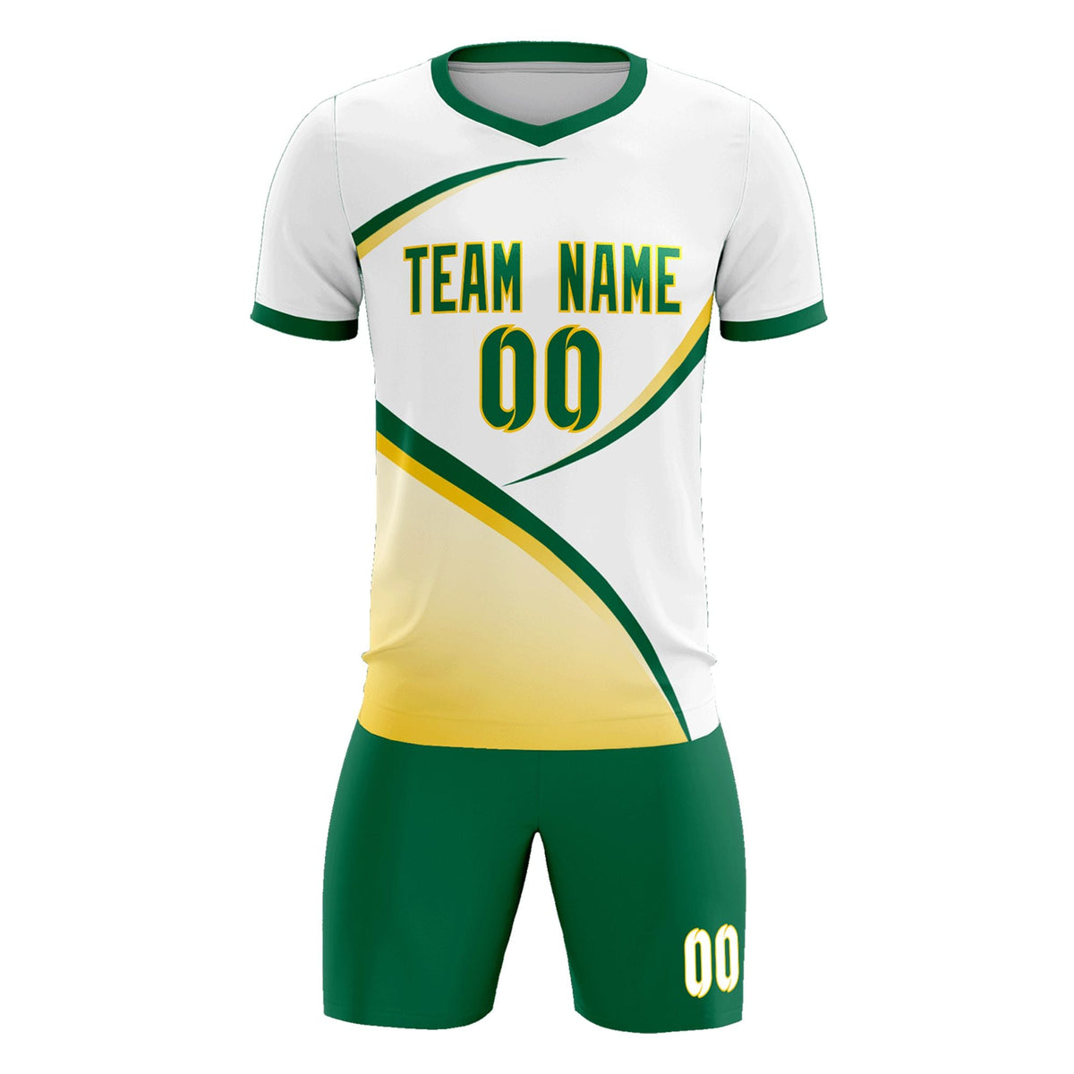 Custom White Kelly Green Color Block Training Uniform For Men Football Kits Jersey
