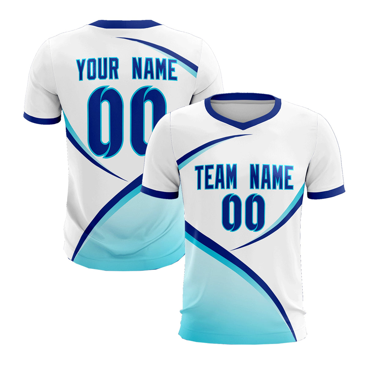Custom White Sky Blue Color Block Training Uniform For Men Football Kits Jersey