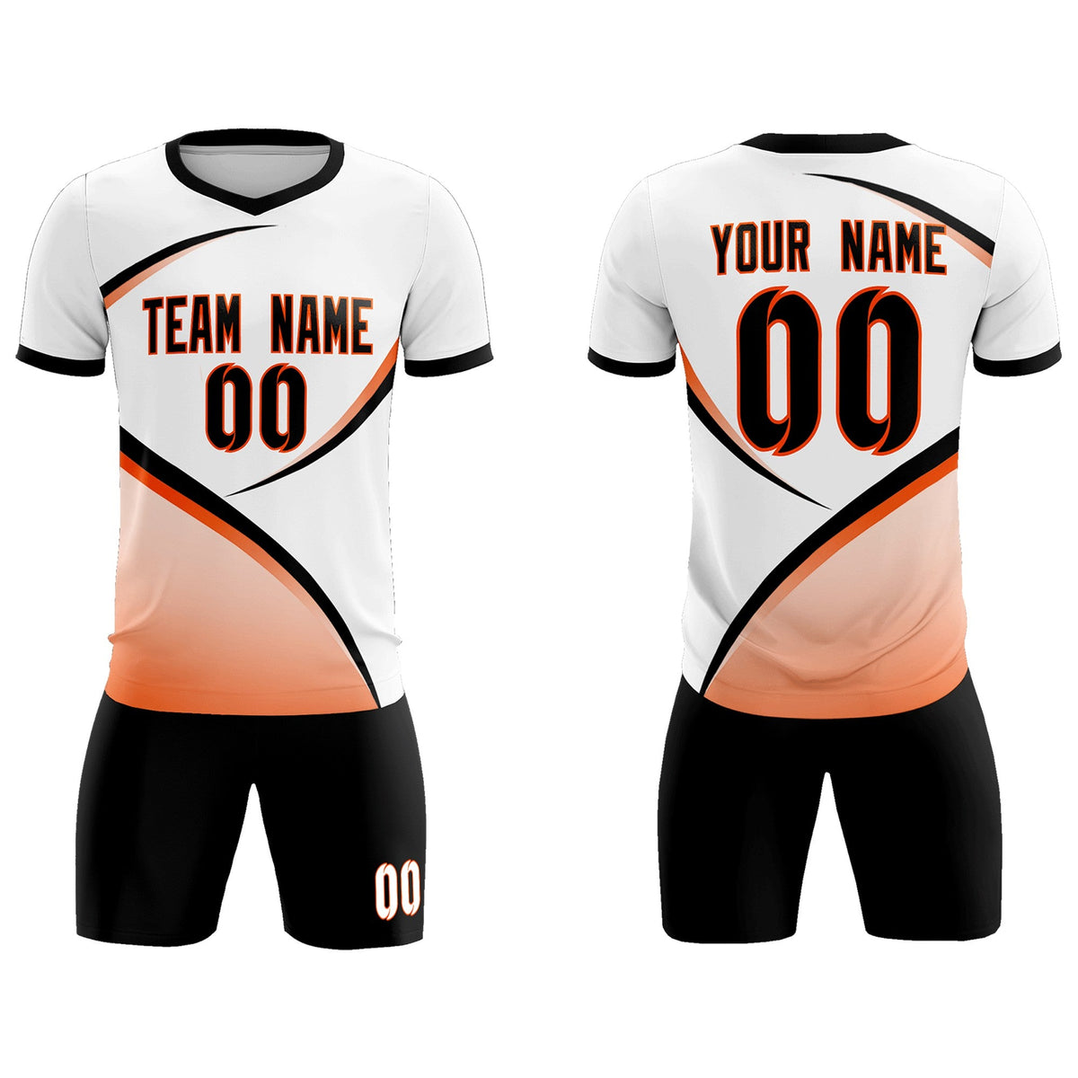 Custom White Black Color Block Training Uniform For Men Football Kits Jersey