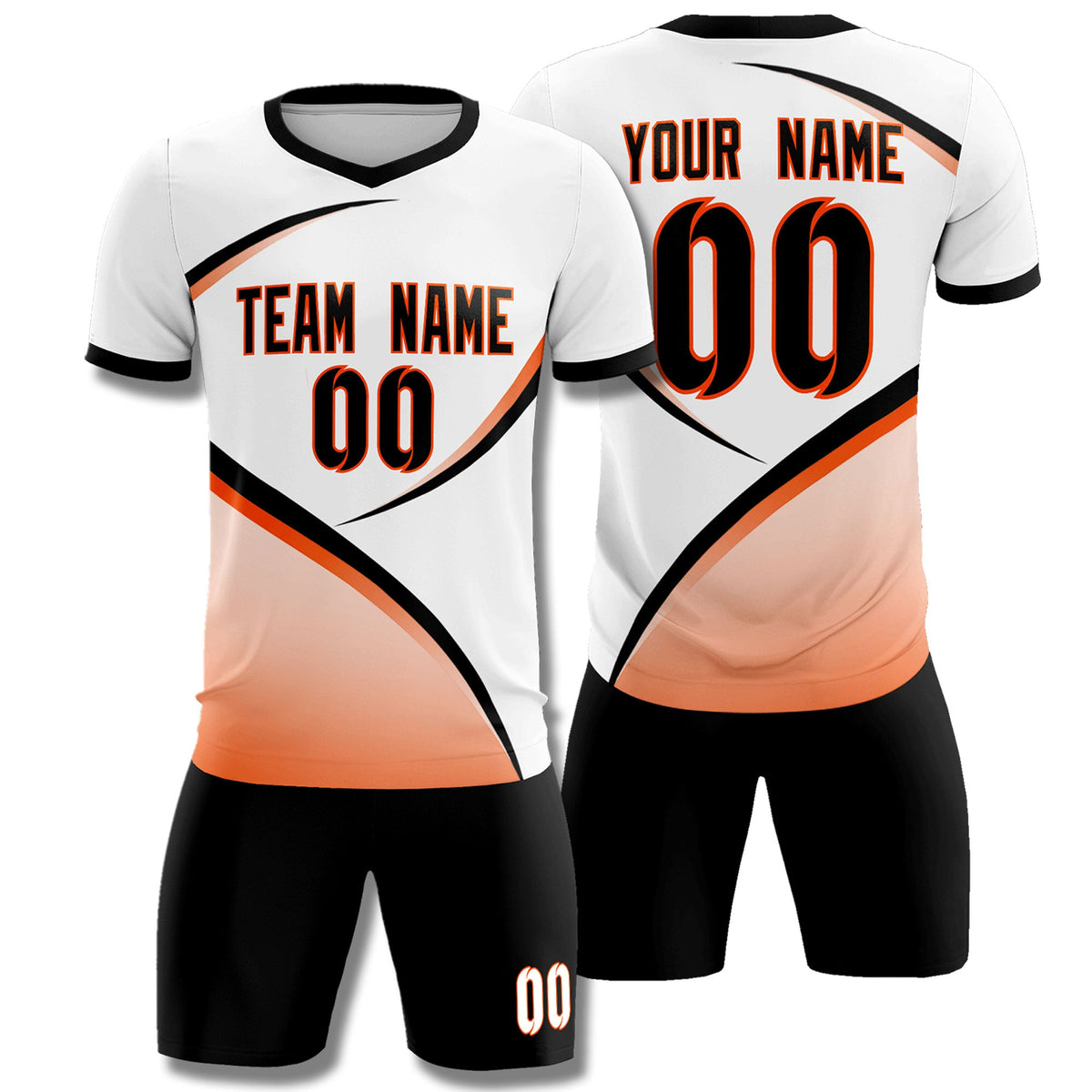 Custom White Black Color Block Training Uniform For Men Football Kits Jersey