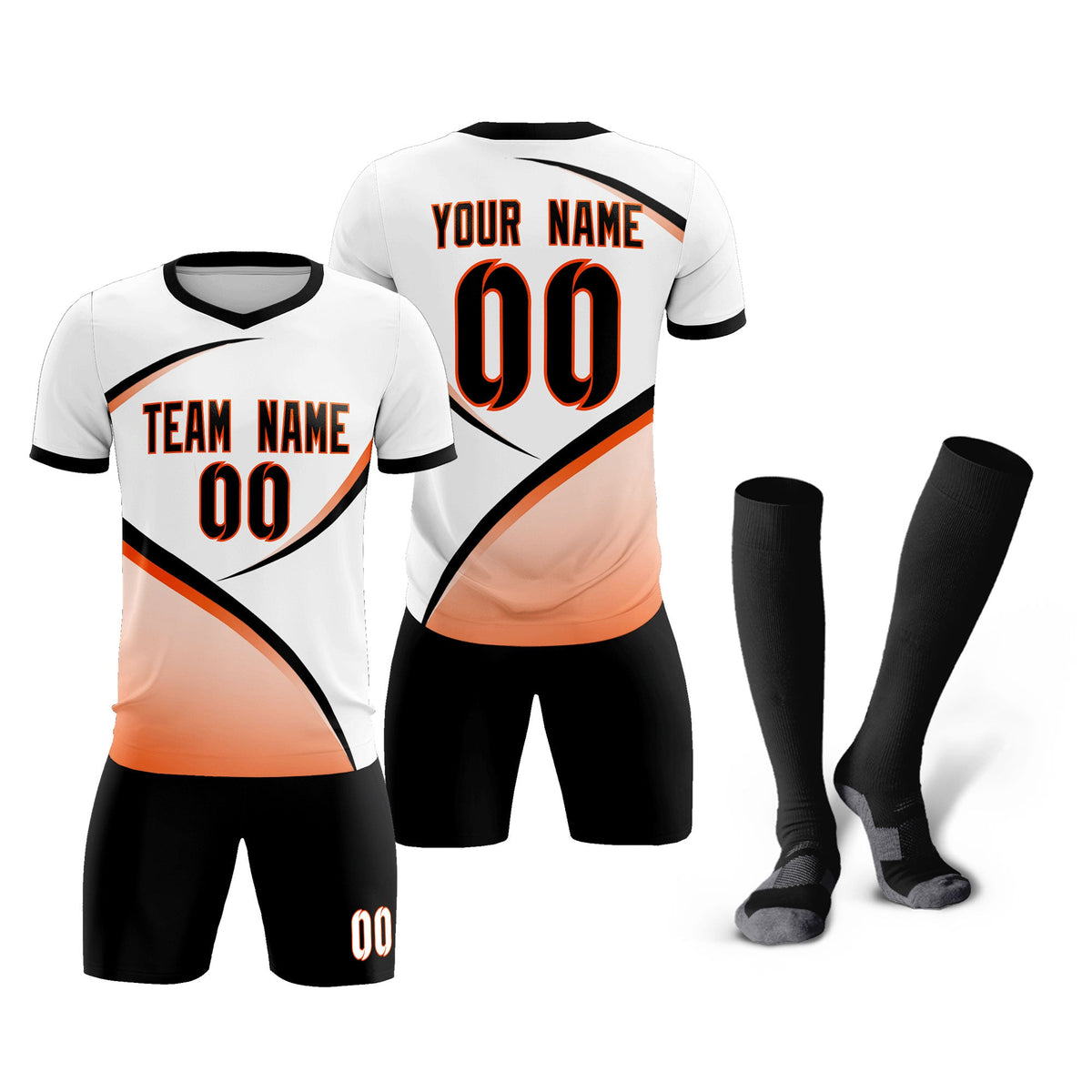 Custom White Black Color Block Training Uniform For Men Football Kits Jersey