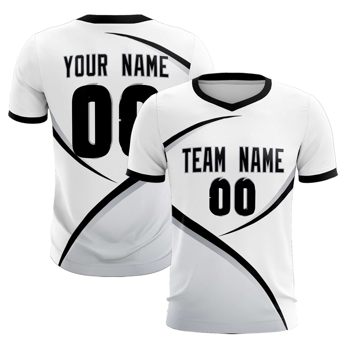Custom White Black Color Block Training Uniform For Men Soccer Sets Jersey